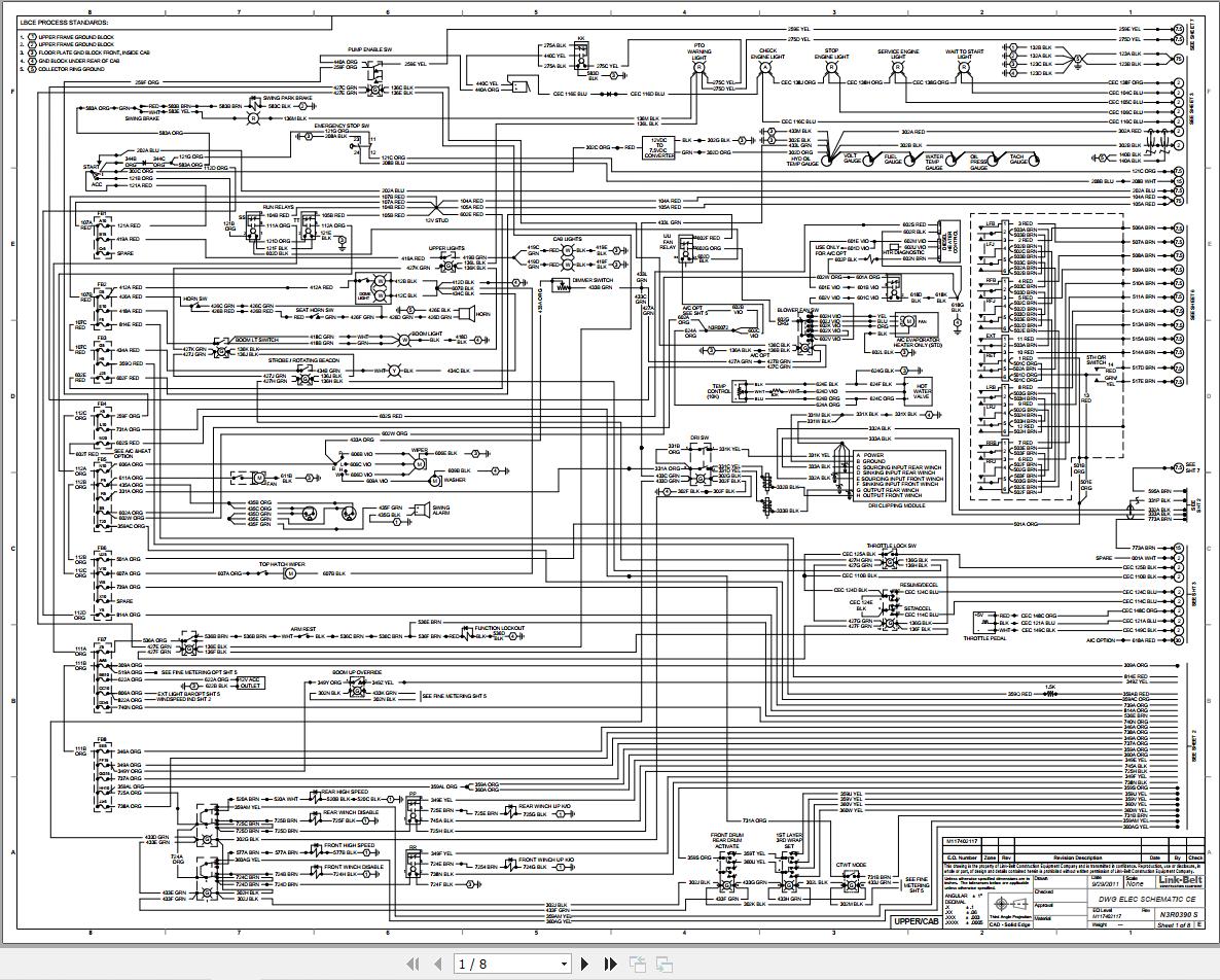 Link Belt Crane HTT 8690CE Hydraulic and Electrical Diagrams