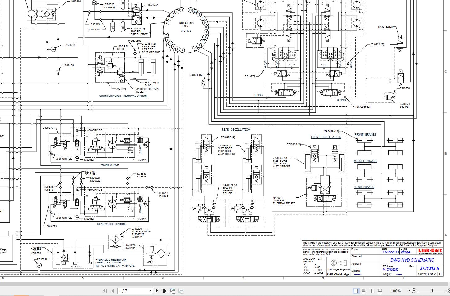 Link Belt Crane RTC 80110XP II Hydraulic and Electrical Diagrams