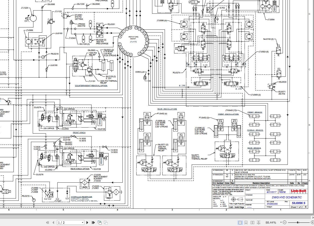 Link Belt Crane RTC 80130XP II Hydraulic and Electrical Diagrams