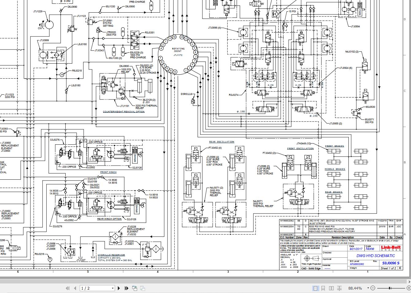 Link Belt Crane RTC 80160XP II Electrical and Hydraulic Diagrams