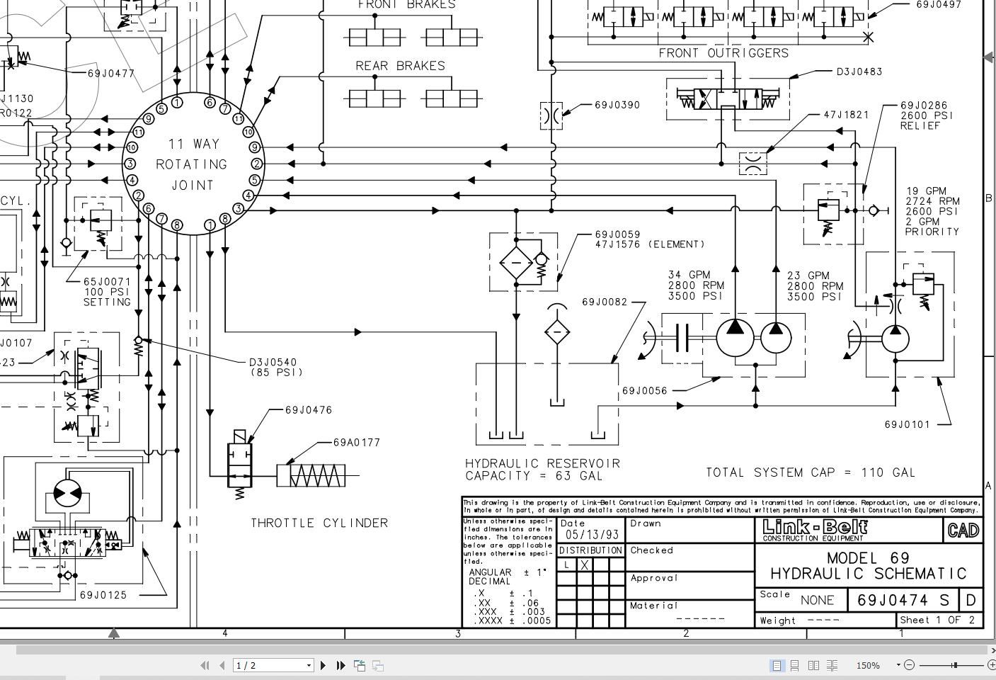 Link Belt Crane RTC 8022C Hydraulic and Electrical Diagrams