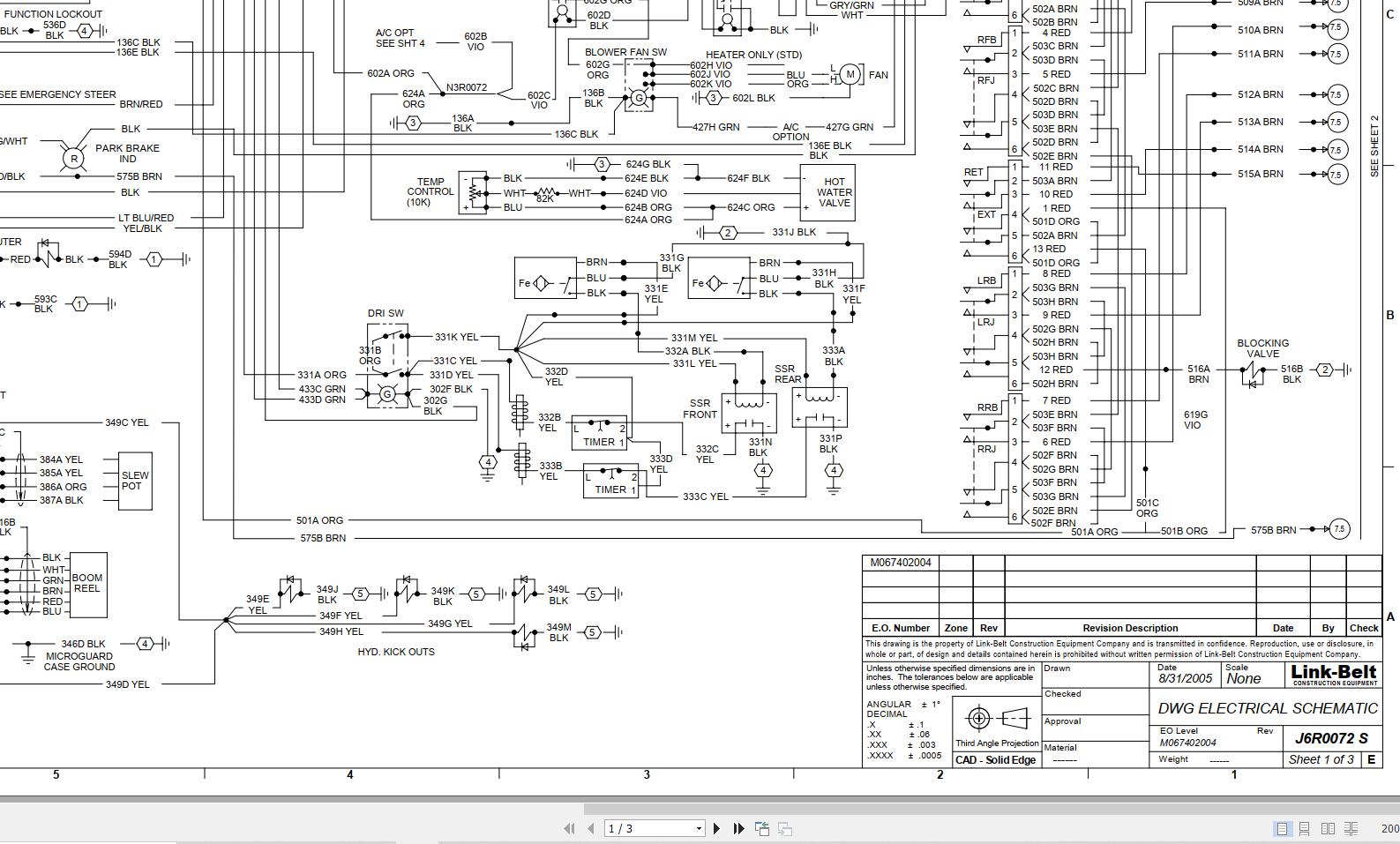 Link Belt Crane RTC 8040XL II Electrical and Hydraulic Diagrams
