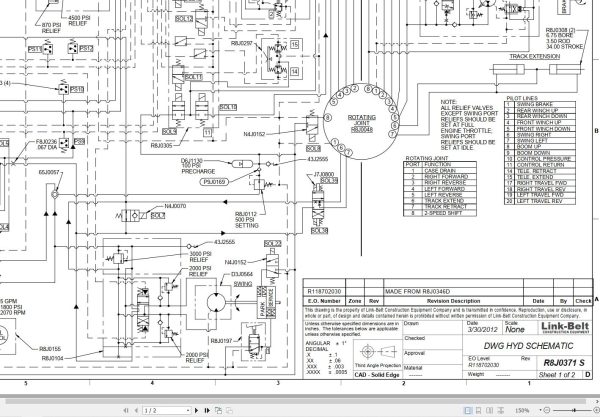 Link Belt Crane TCC 750XP Electrical and Hydraulic Diagrams 1