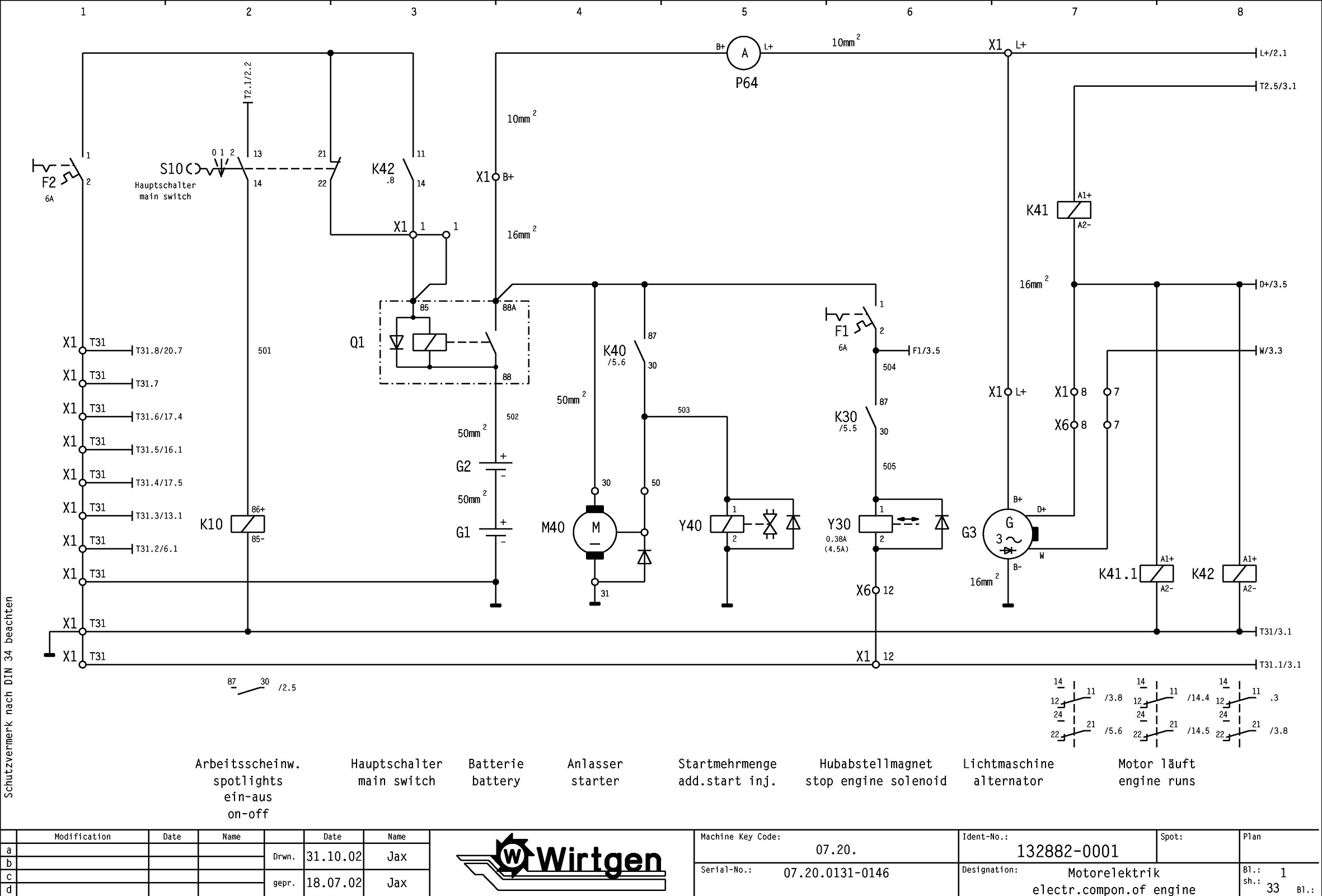 Wirtgen Cold Milling Machine 1300 2000 DC Circuit Diagram 132882 01