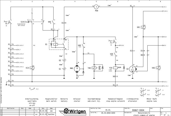 Wirtgen Cold Milling Machine 1300 2000 DC Circuit Diagram 90867 04