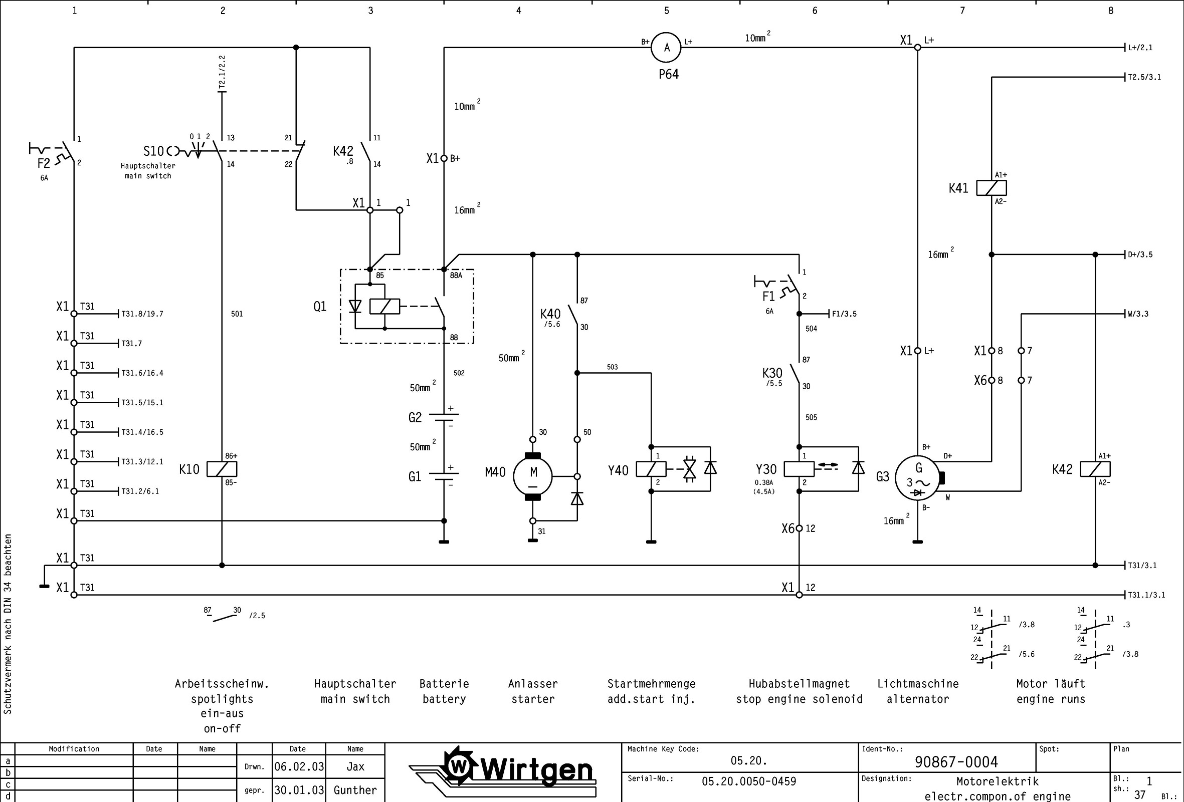 Wirtgen Cold Milling Machine 1300 2000 DC Circuit Diagram 90867 04