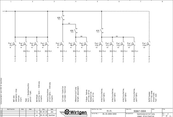 Wirtgen Cold Milling Machine 1300 2000 DC Circuit Diagram 90867 04 1
