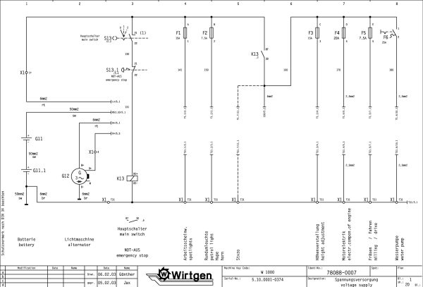 Wirtgen Cold Milling Machine W 1000 Circuit Diagram 78088 07
