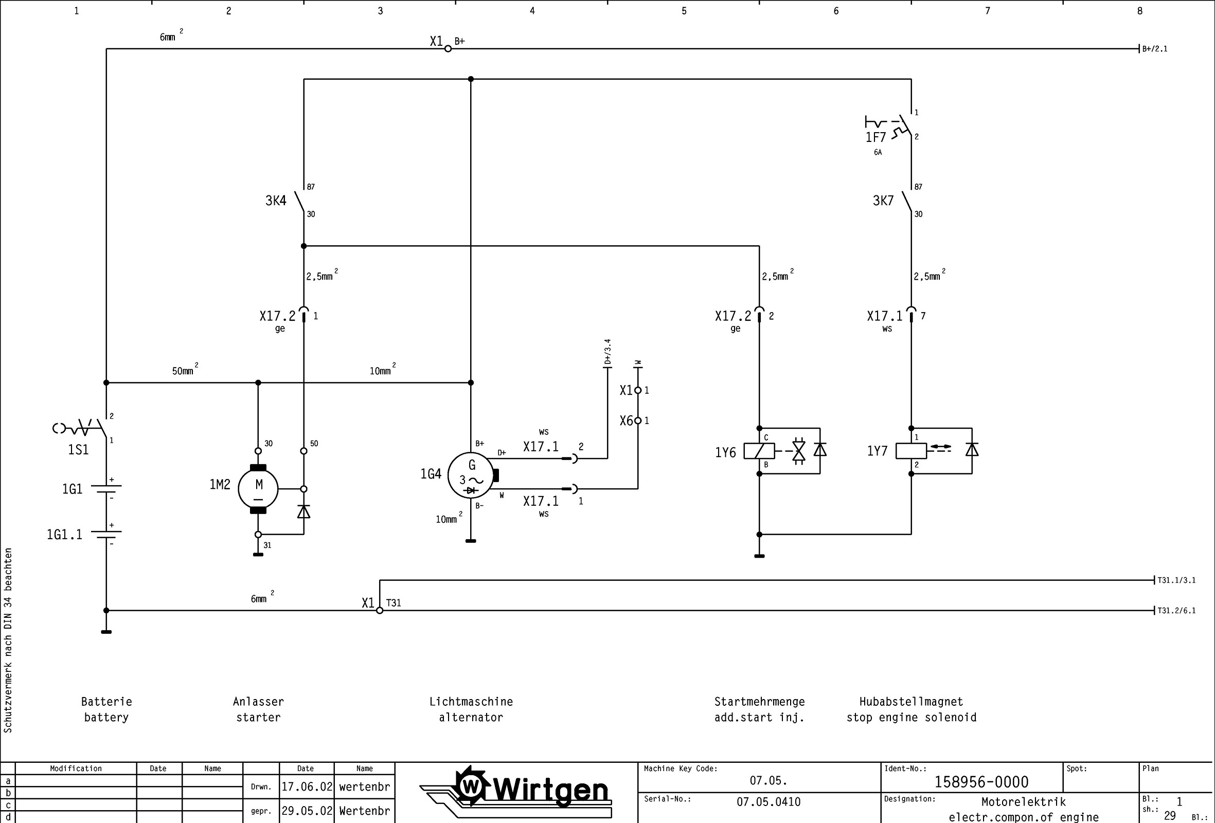 Wirtgen Cold Milling Machine W 1000L Circuit Diagram 158956 00