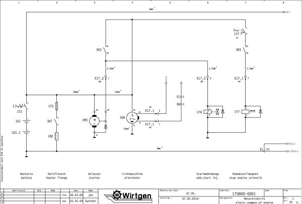 Wirtgen Cold Milling Machine W 1000L Circuit Diagram 170800 01