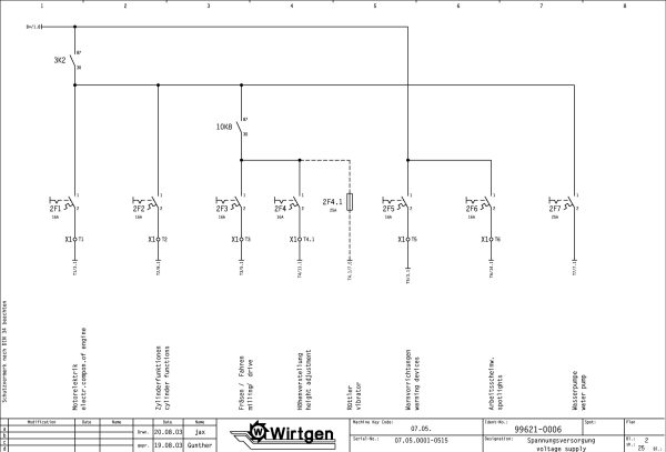 Wirtgen Cold Milling Machine W 1000L Circuit Diagram 99621 06 1