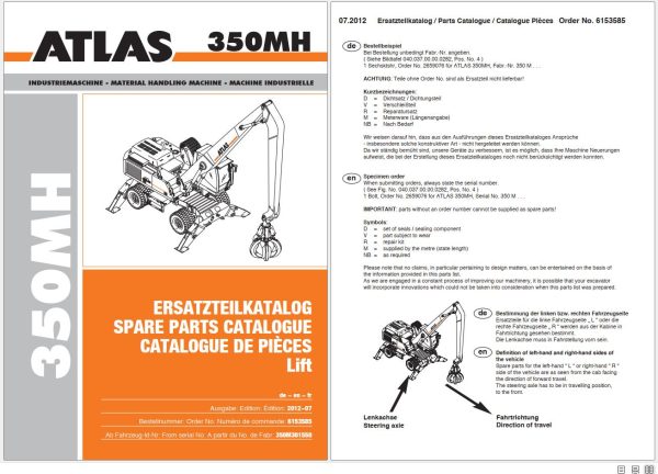 Atlas Material Handling 350MH Operators Parts Manual and Wiring Diagrams 1