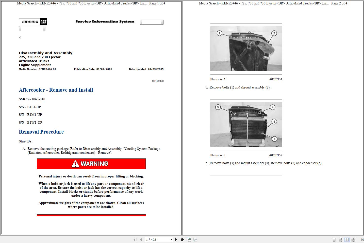 CAT Articulated Dump Truck 730 AGF Operators Service Manual and Schematics 1