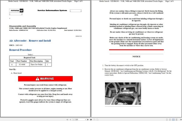 CAT Articulated Dump Truck 735B T4P Operators Service Manual and Schematics 1