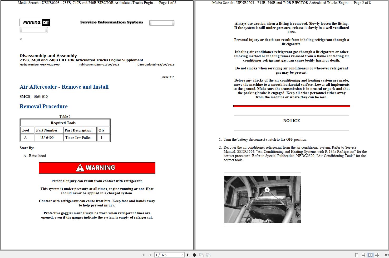 CAT Articulated Dump Truck 735B T4P Operators Service Manual and Schematics 1