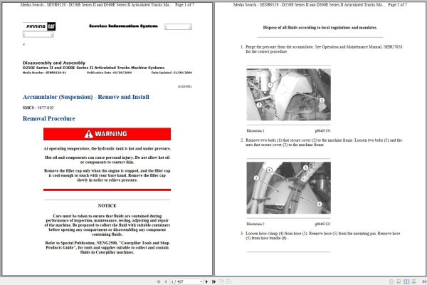 CAT Articulated Dump Truck D250E II 4PS Operators Service Manual and Schematics 1
