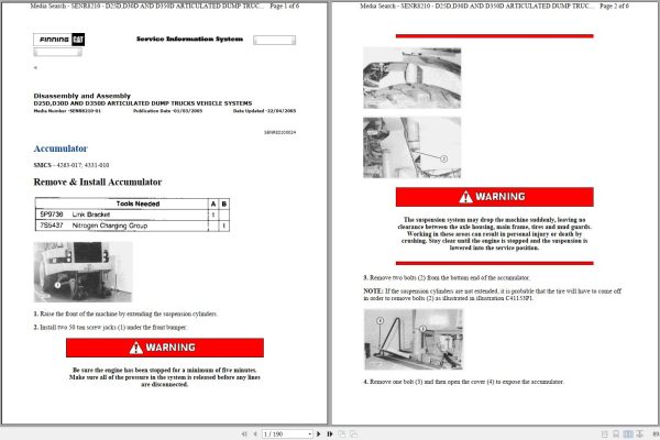 CAT Articulated Dump Truck D25D 1HK Operators Service Manual and Schematics 1