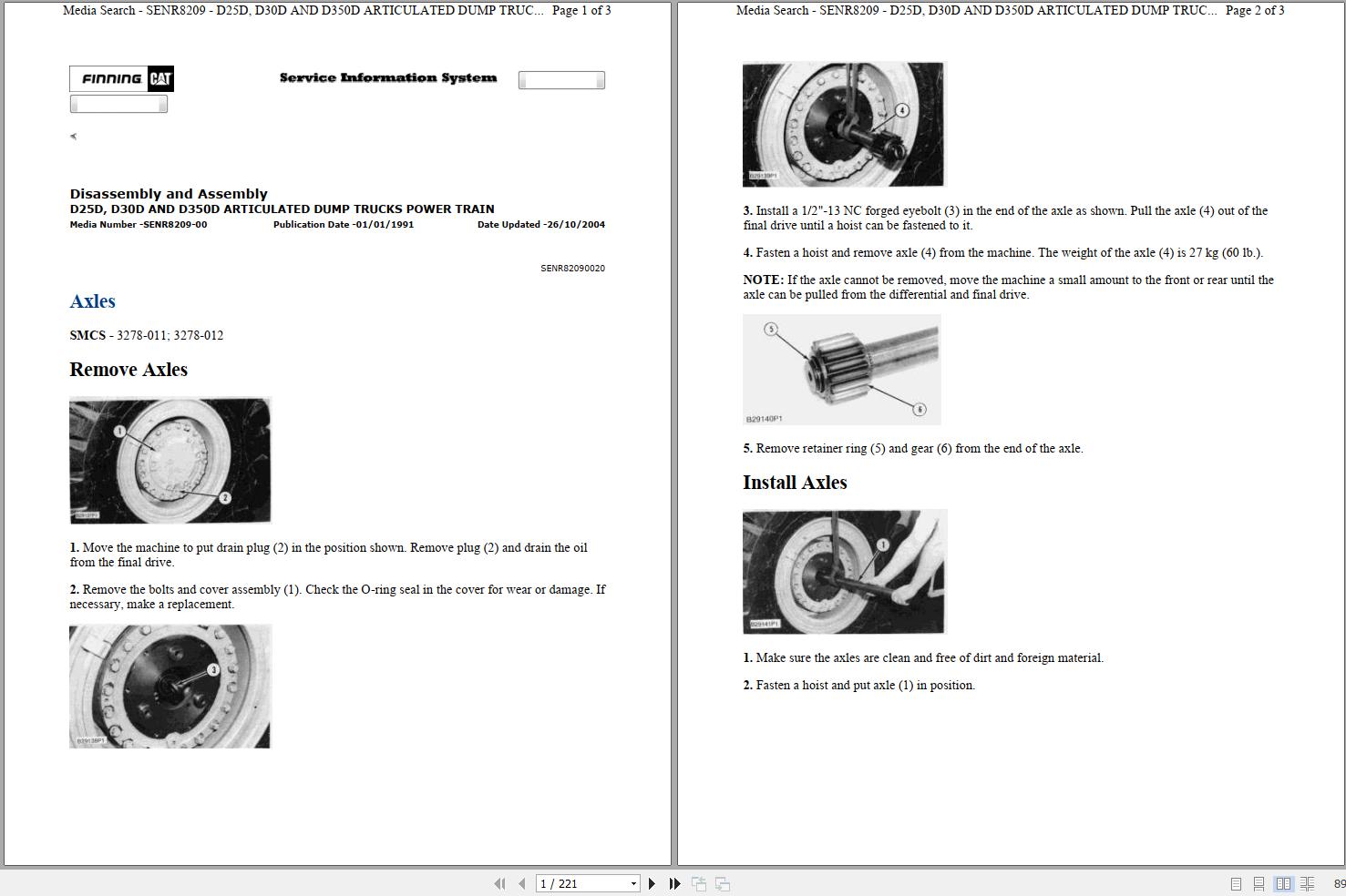 CAT Articulated Dump Truck D350D 9RF Operators Service Manual and Schematics 1