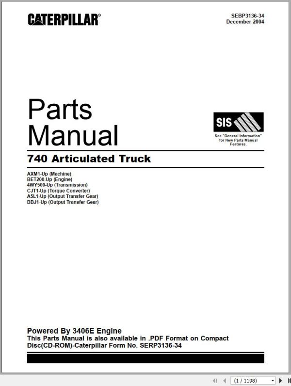 CAT Articulated Truck 740 Parts Manual SEBP3136 34 1