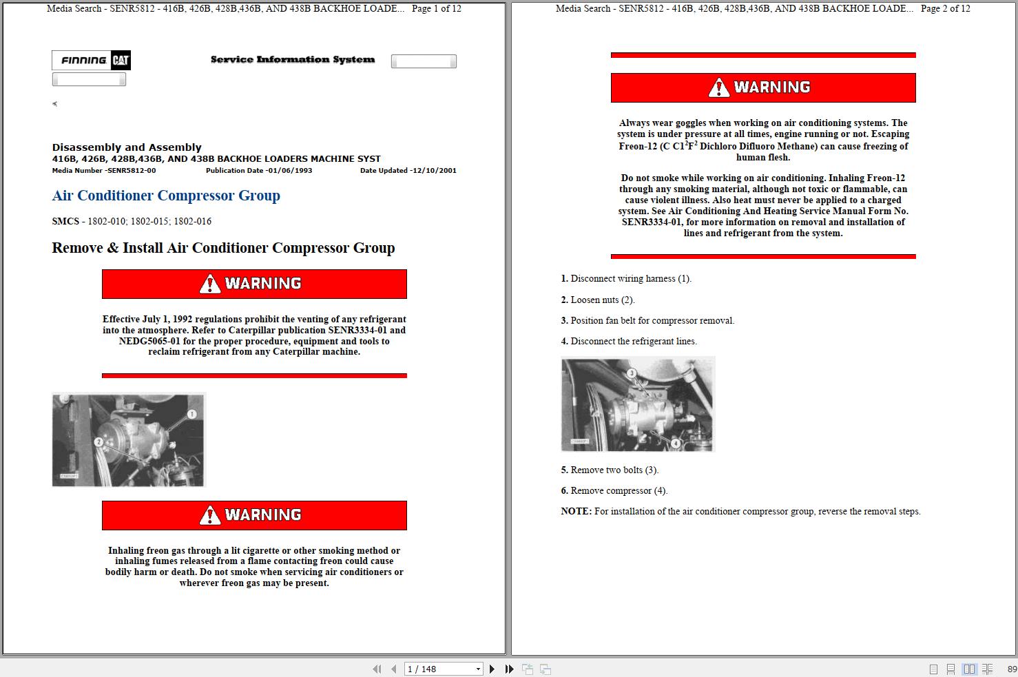 CAT Backhoe Loader 416B 8SG Operators Service Manual and Schematics 1