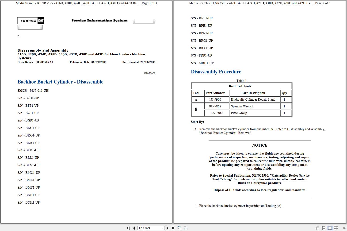 CAT Backhoe Loader 416D BKG Operators Service Manual and Schematics 1