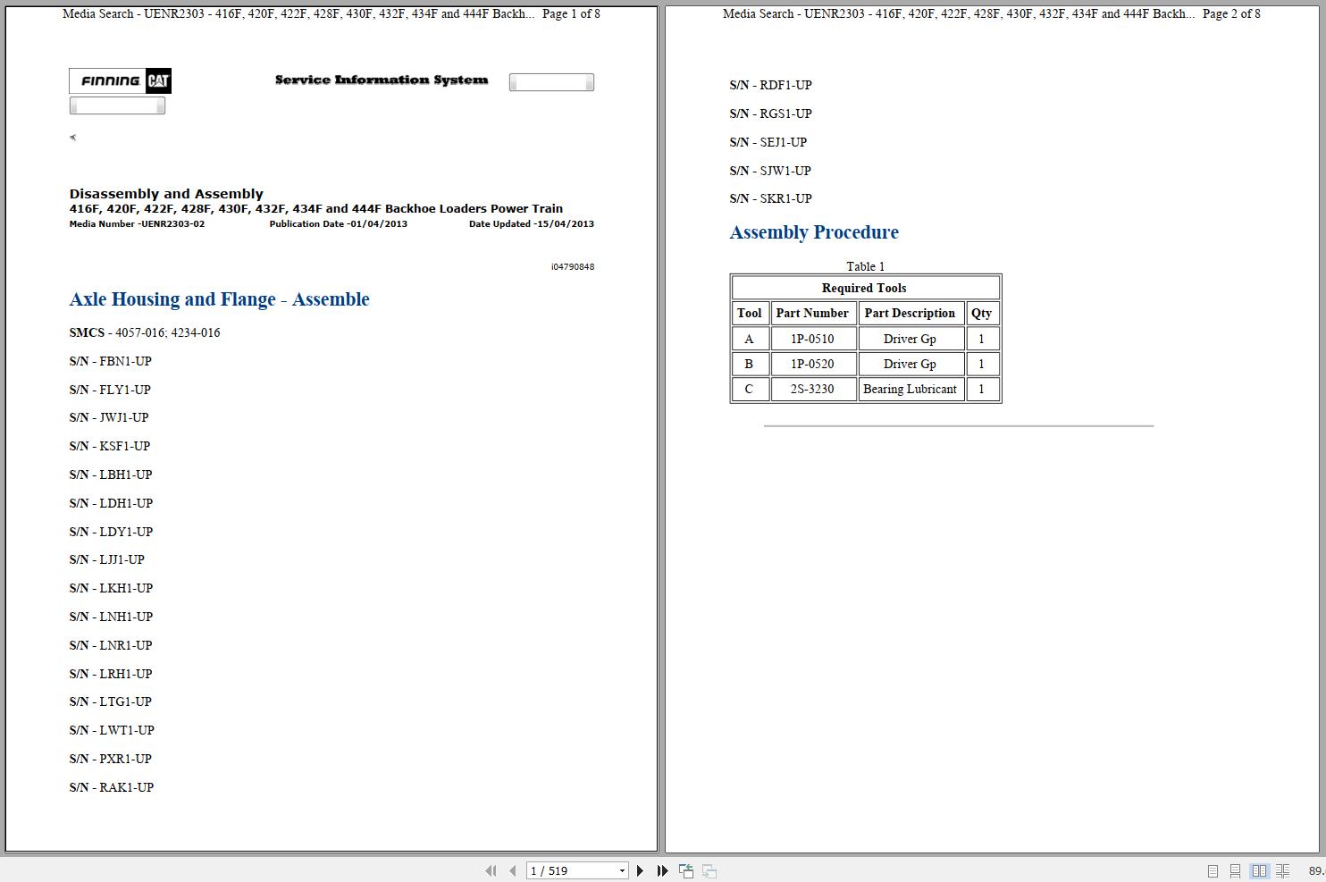 CAT Backhoe Loader 416F KSF Operators Service Manual and Schematics 1
