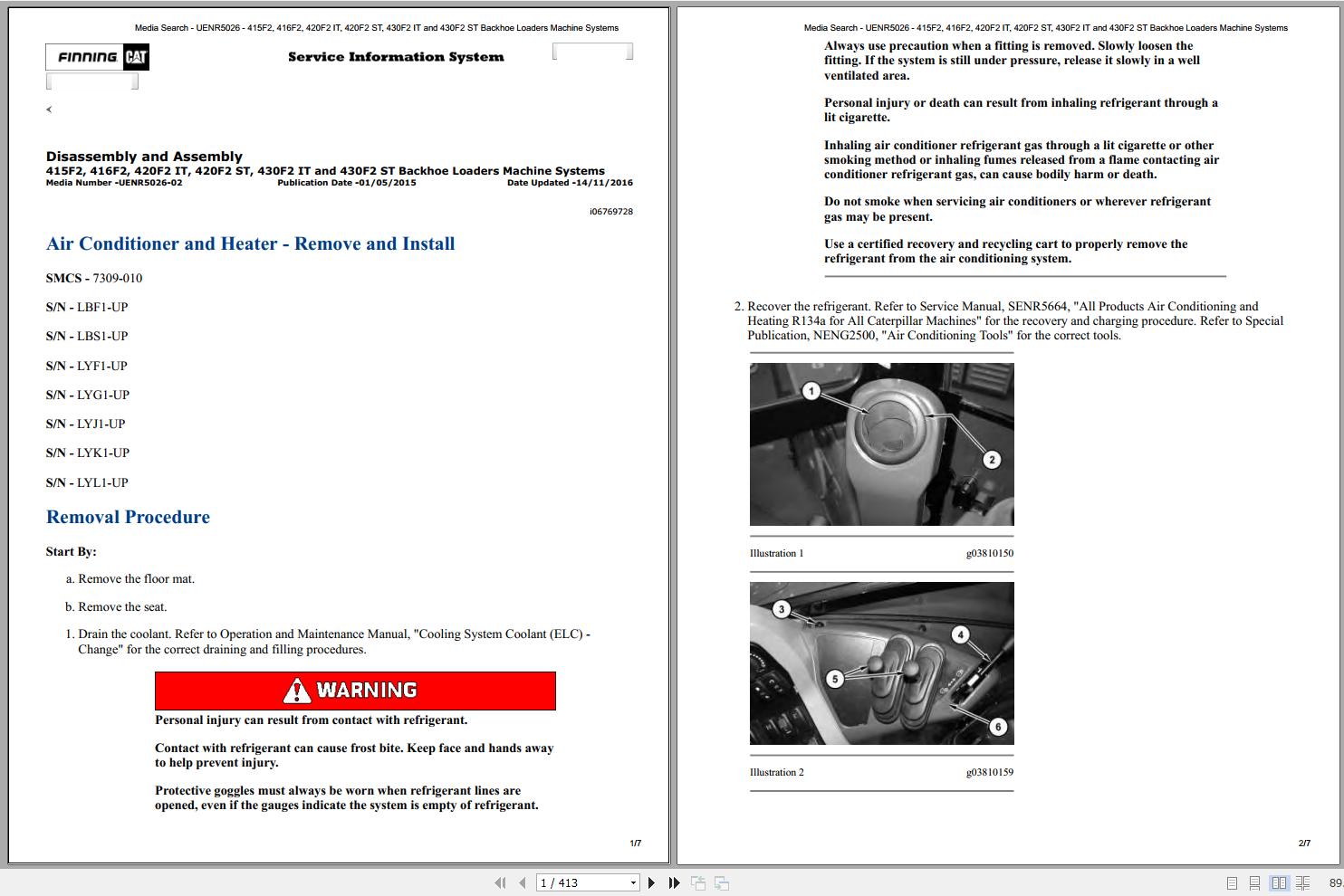 CAT Backhoe Loader 416F2 LBF Operators Service Manual and Schematics 1
