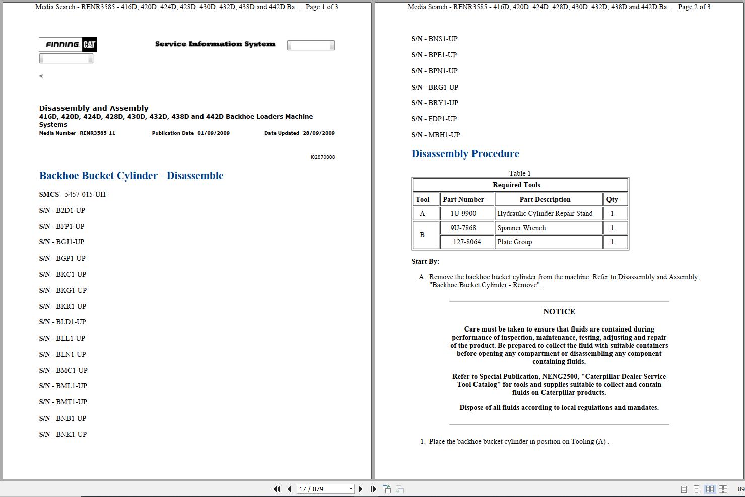 CAT Backhoe Loader 420D MBH Operators Service Manual and Schematics 1