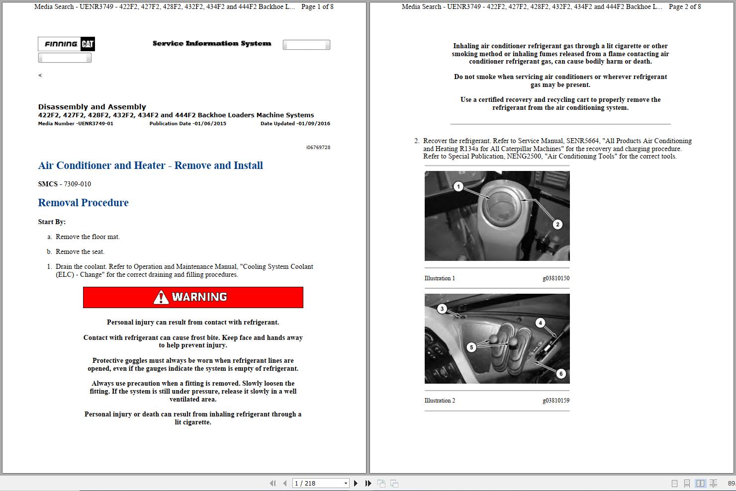 CAT Backhoe Loader 422F2 LYF Operators Service Manual and Schematics 1