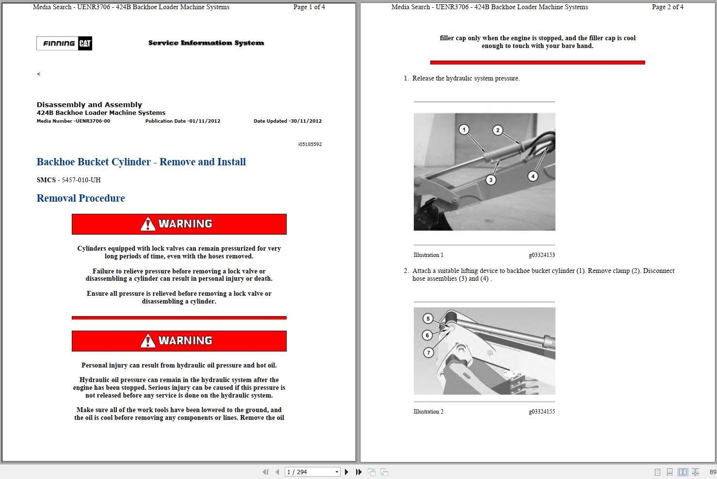 CAT Backhoe Loader 424B JRC Operators Service Manual and Schematics 1