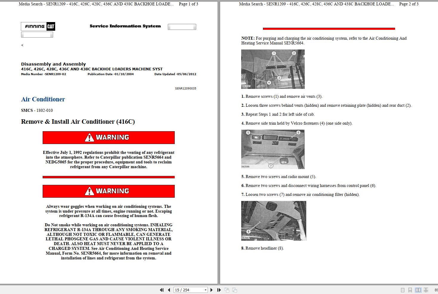 CAT Backhoe Loader 426C 7WN Operators Service Manual and Schematics 1