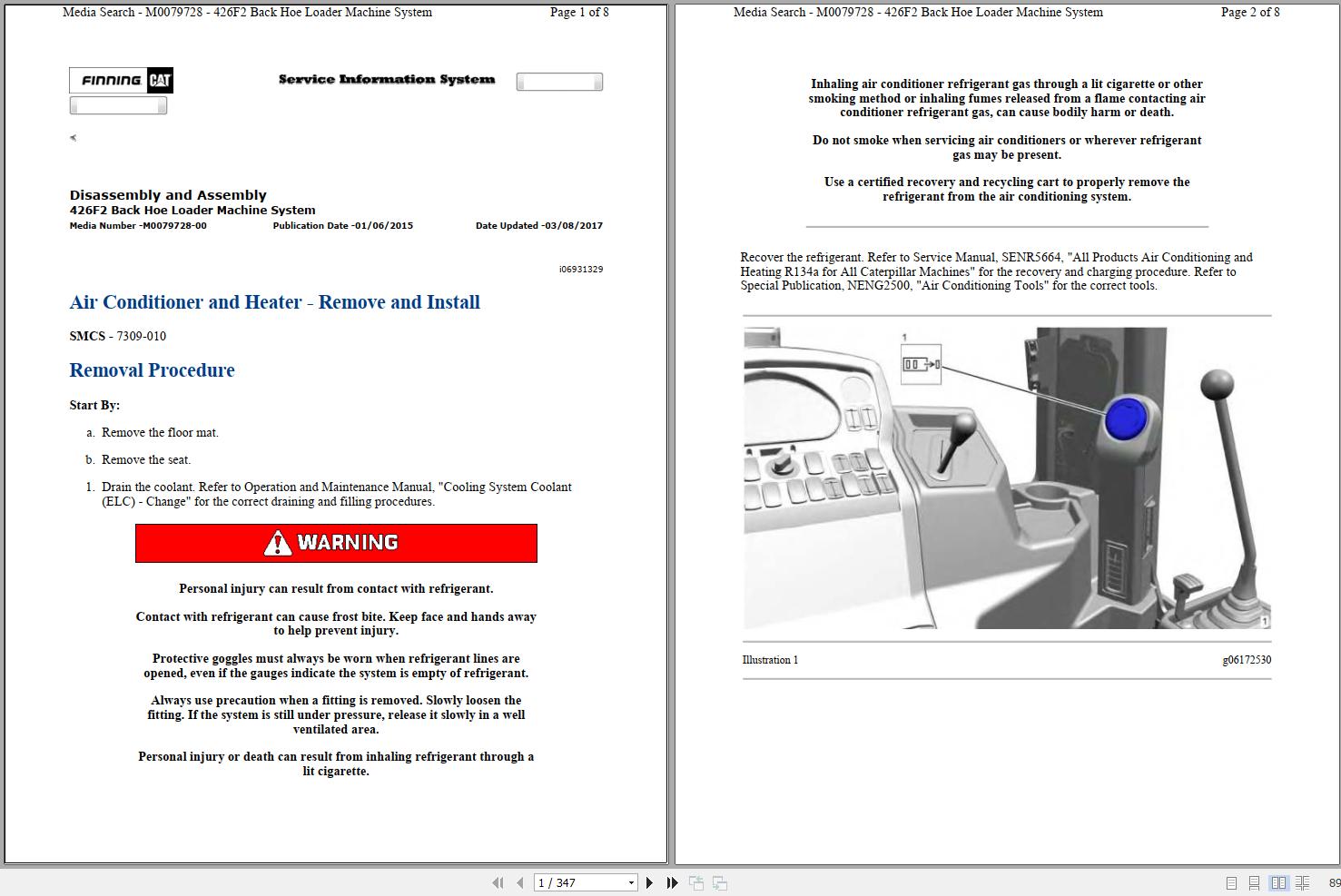 CAT Backhoe Loader 426F2 DJ4 Operators Service Manual and Schematics 1