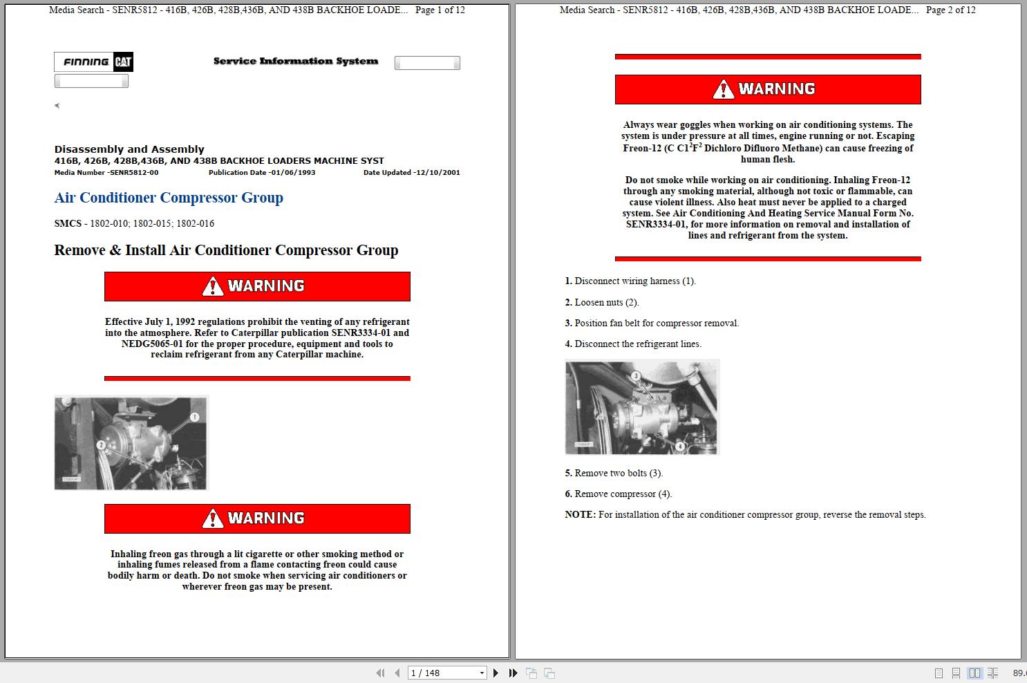CAT Backhoe Loader 428B 7EJ Operators Service Manual and Schematics 1