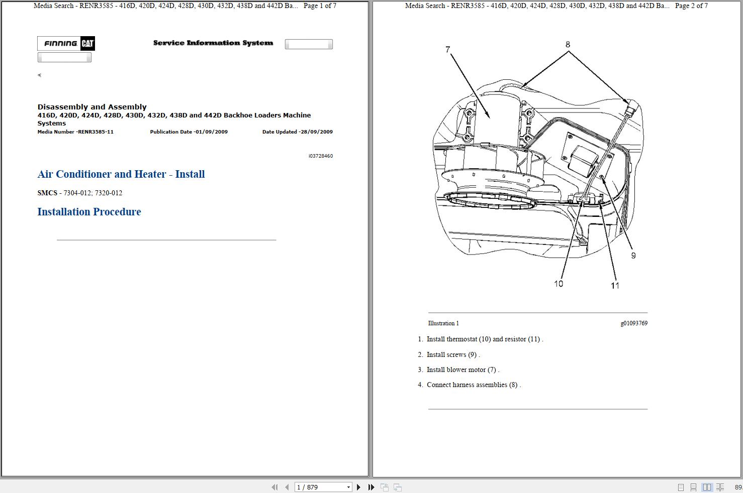 CAT Backhoe Loader 428D BNB Operators Service Manual and Schematics 1