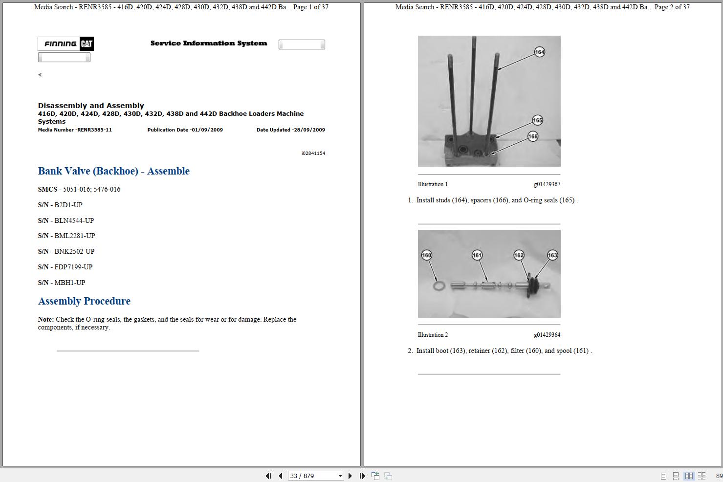 CAT Backhoe Loader 428D BNS Operators Service Manual and Schematics 1