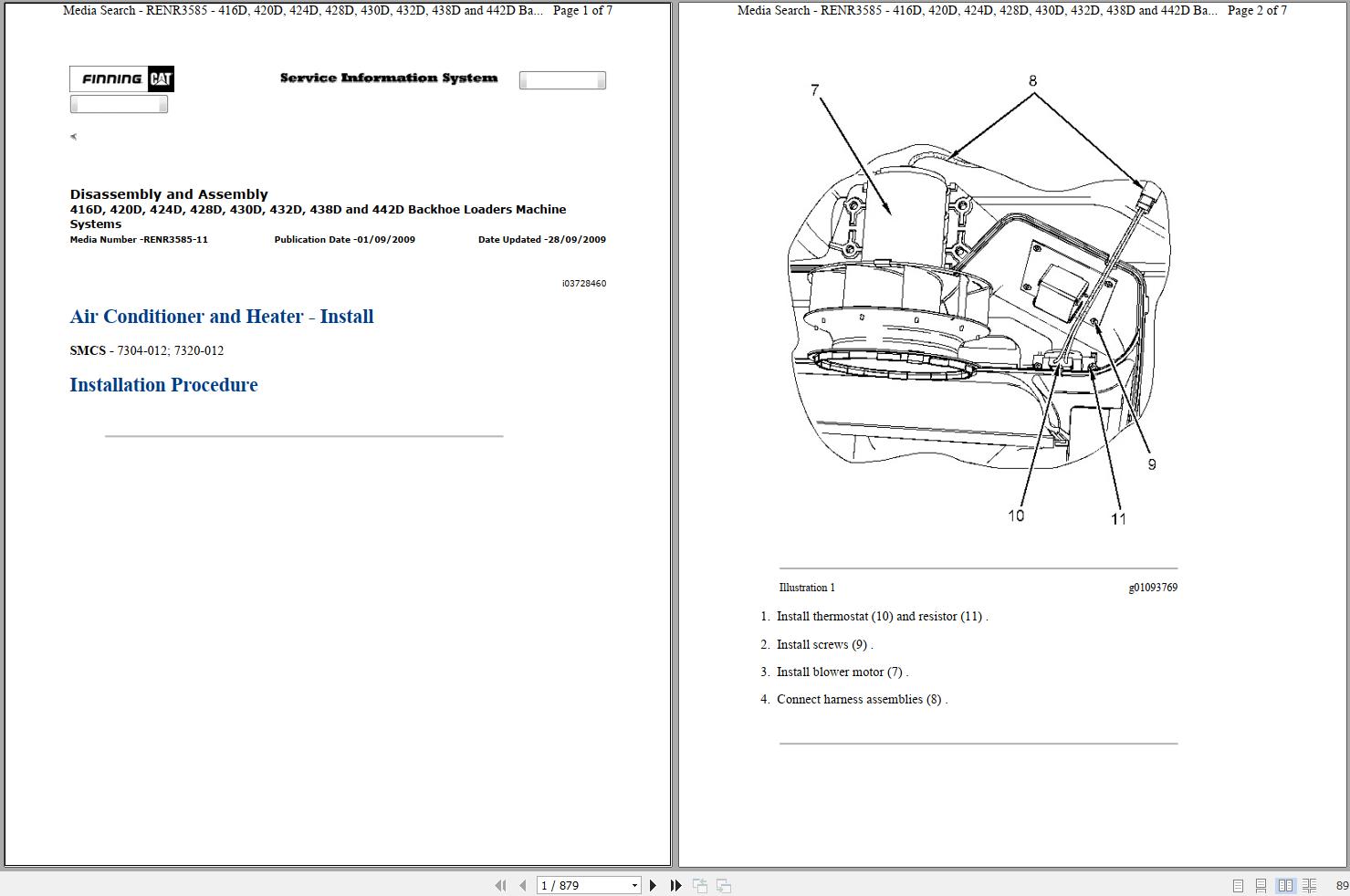 CAT Backhoe Loader 428D BXC Operators Service Manual and Schematics 1