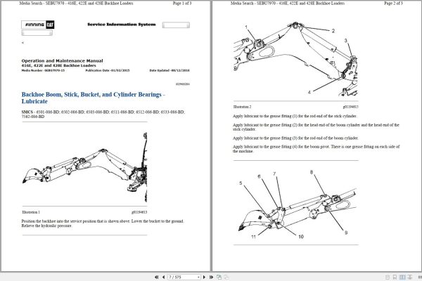 CAT Backhoe Loader 428E SNL Operators Service Manual and Schematics 1