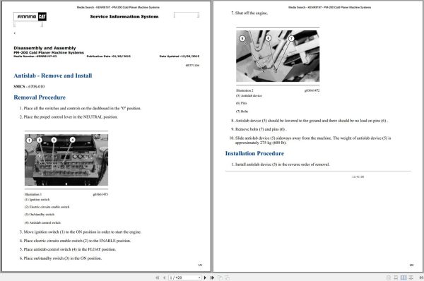 CAT Cold Planer PM200 P1M Operation Maintenance Service Manual 1