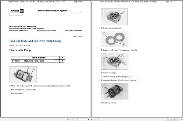 CAT Cold Planer PM465 5ZS Operators Service Manual and Schematics 1