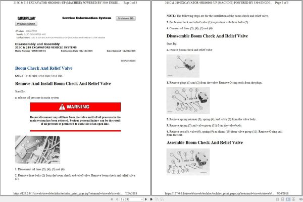 CAT Excavator 215C 4HG Operation Service Manual and Schematics 1