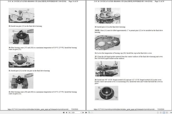 CAT Excavator 215C 4HG Operation Service Manual and Schematics 2