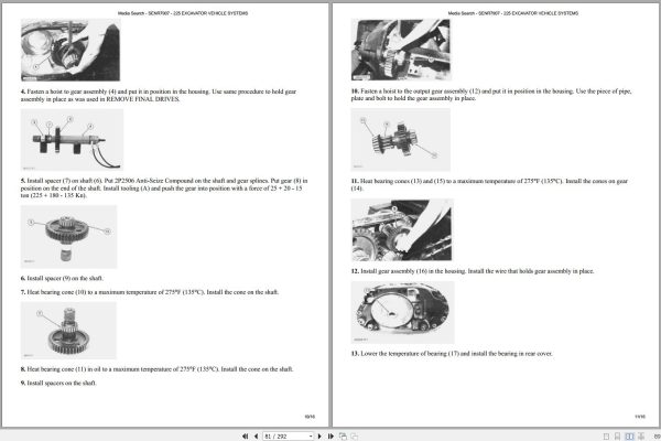 CAT Excavator 225 51U Operation Service Manual and Schematics 2