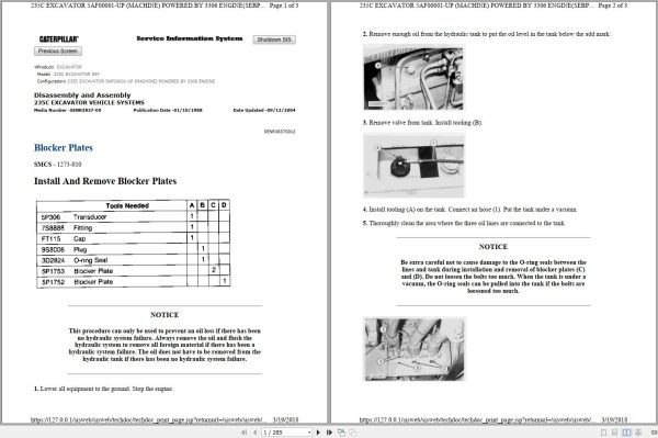 CAT Excavator 235C 5AF Operation Service Manual and Schematics 1