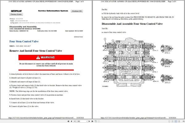 CAT Excavator 235C 5AF2PG Operation Service Manual and Schematics 2