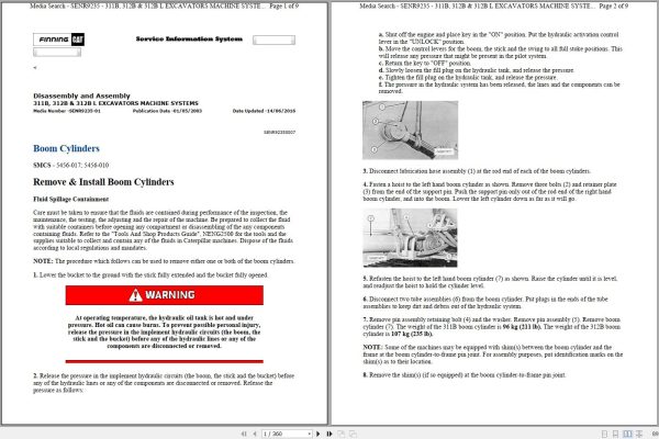 CAT Excavator 311B 8GR Operation Service Manual and Schematics 1