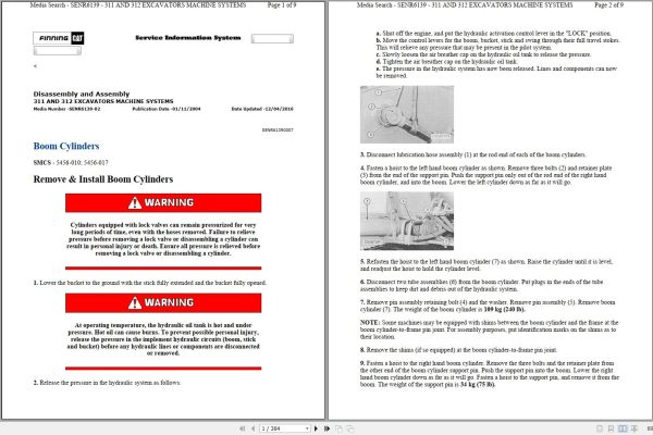 CAT Excavator 312 6BL Operation Service Manual and Schematics 1