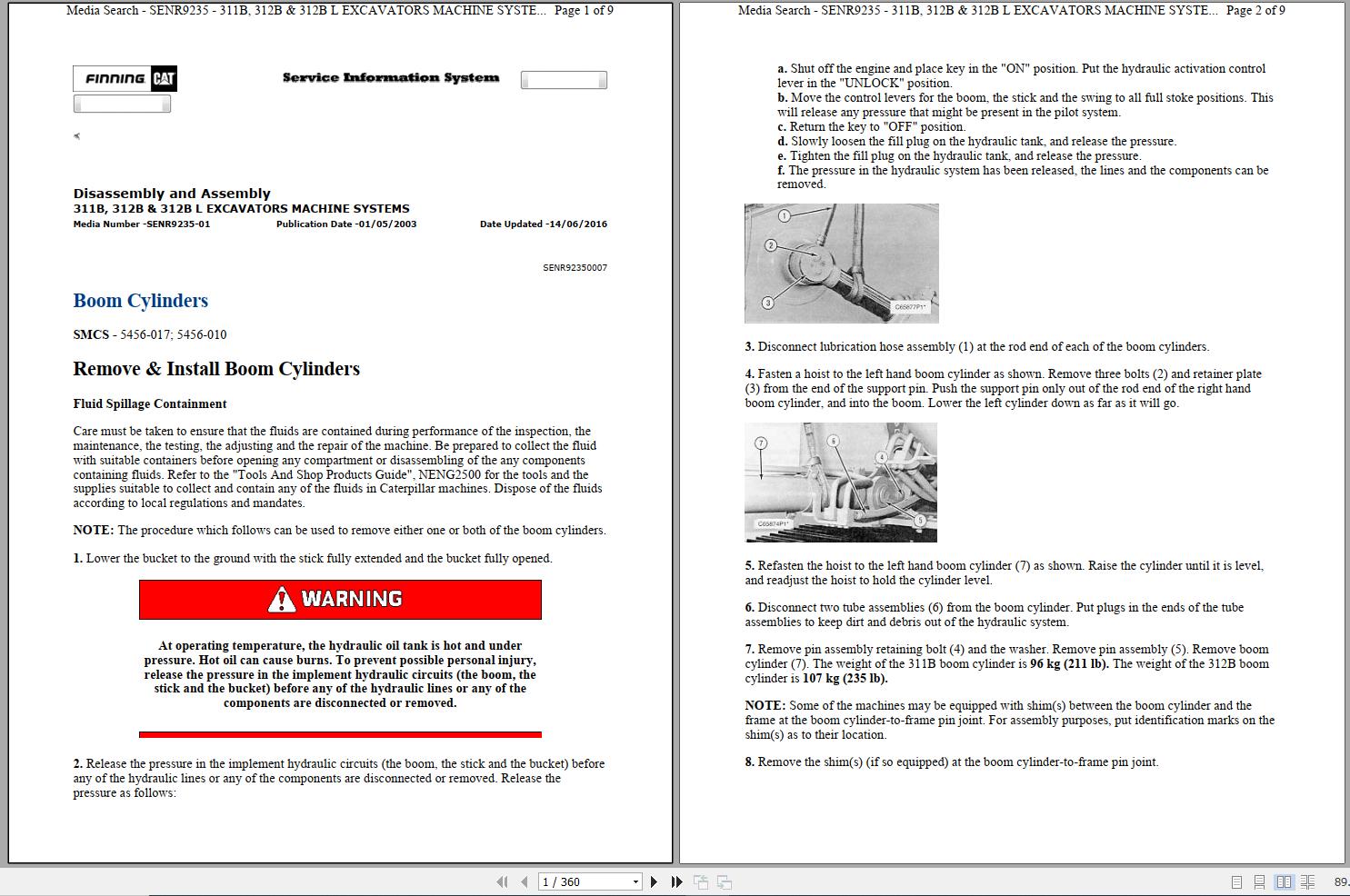 CAT Excavator 312B 2NS Operation Service Manual and Schematics 1