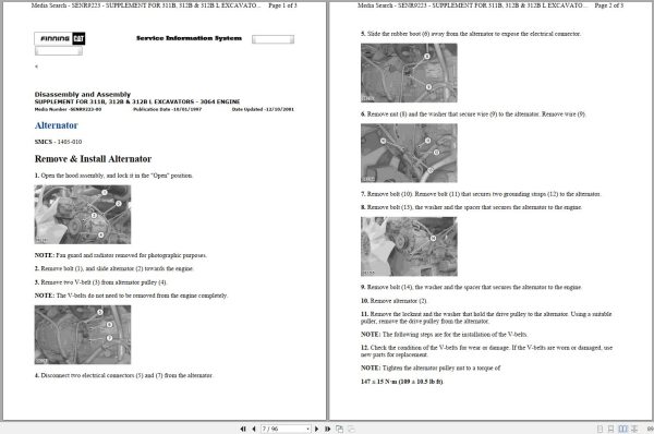 CAT Excavator 312B L 8JR Operation Service Manual and Schematics 2