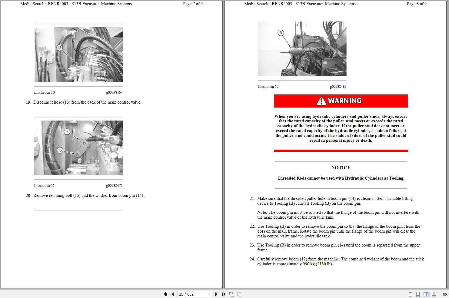 CAT Excavator 313B 9PR Operation Service Manual and Schematics 2