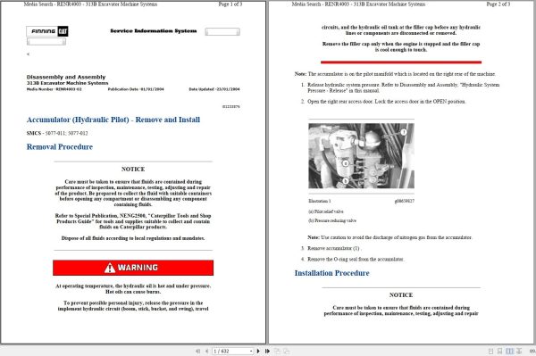 CAT Excavator 313B AEX Operation Service Manual and Schematics 1